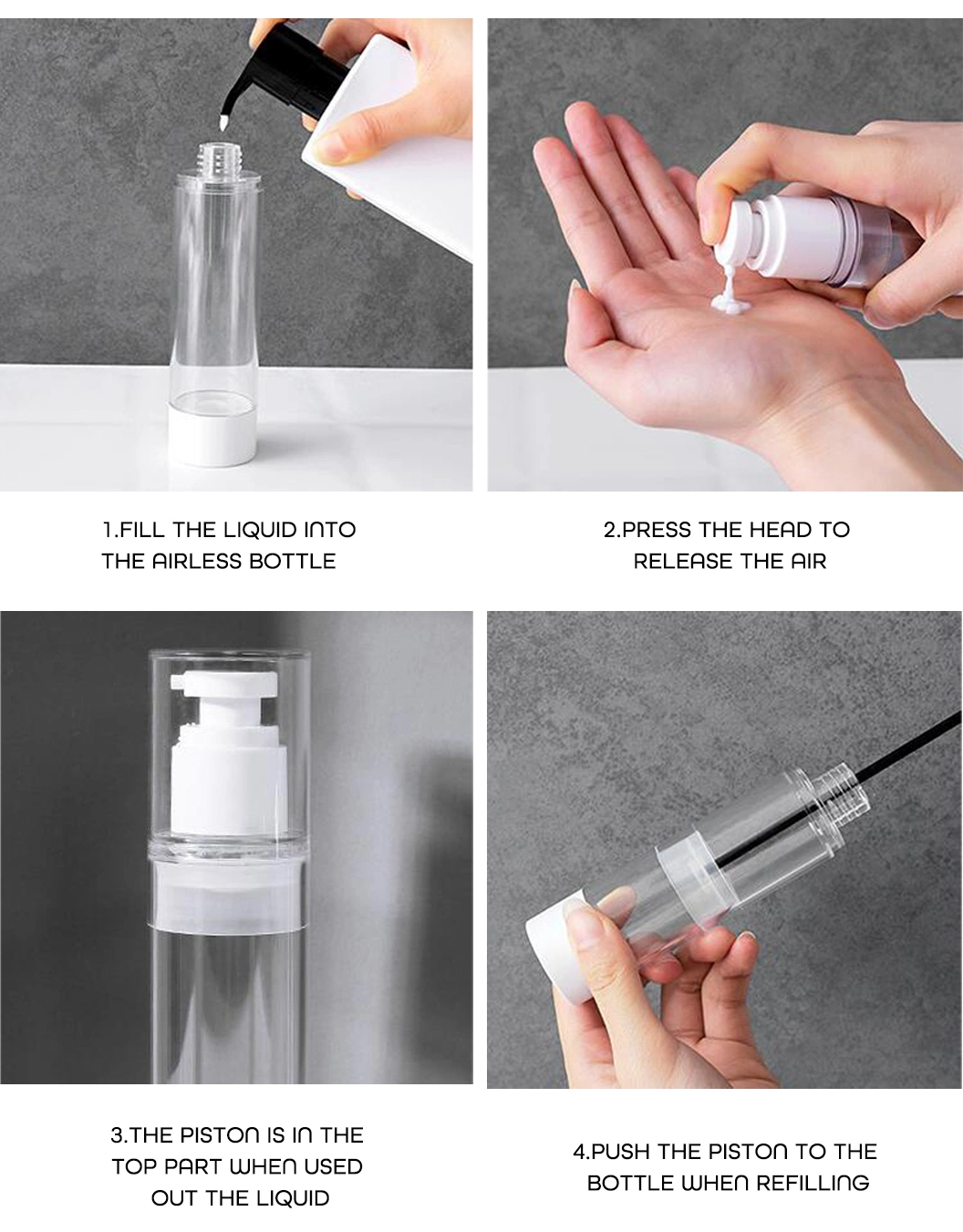 Free Sample Portable Refillable Empty Plastic as PP Material Clear 5ml 10ml Cream Airless Pump Bottle for Skin Care Perfume Lotion