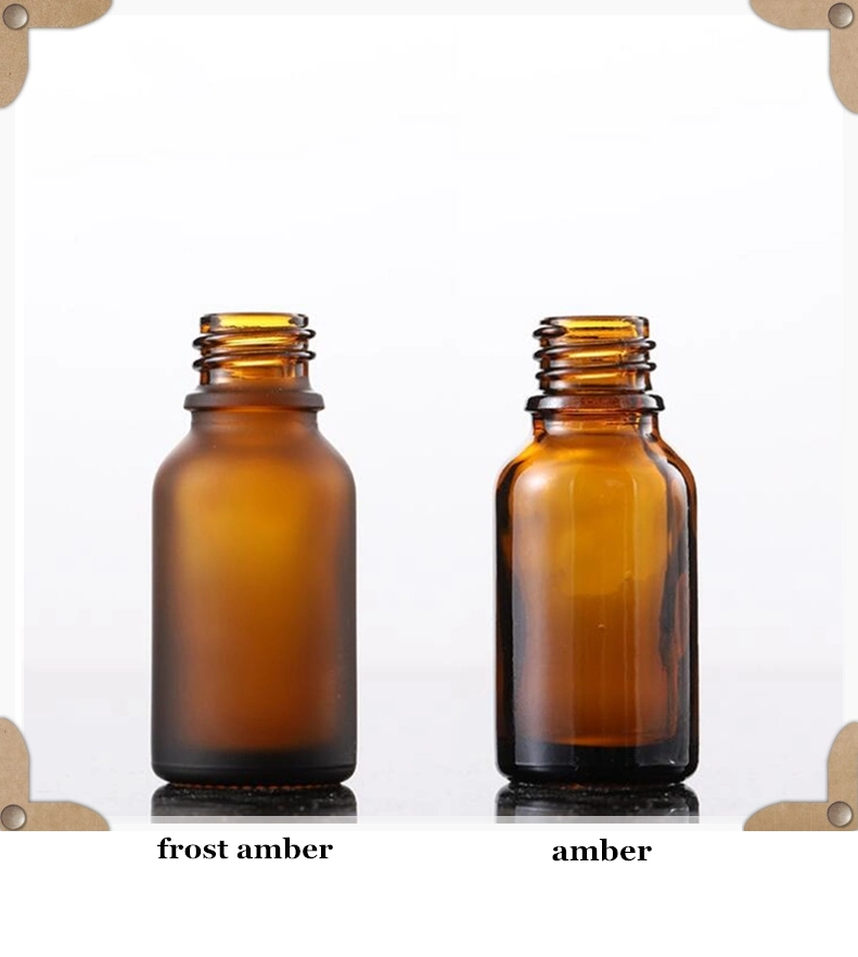High Gloss Amber Cosmetic 15ml Glass Bottle with Dropper