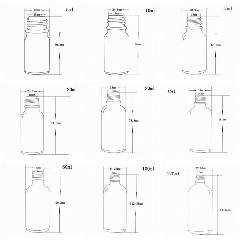 Bottle Essential Oil 5ml 10ml 20ml 30ml 50ml 100ml Frosted Black Amber Glass Dropper Essential Oil Bottle