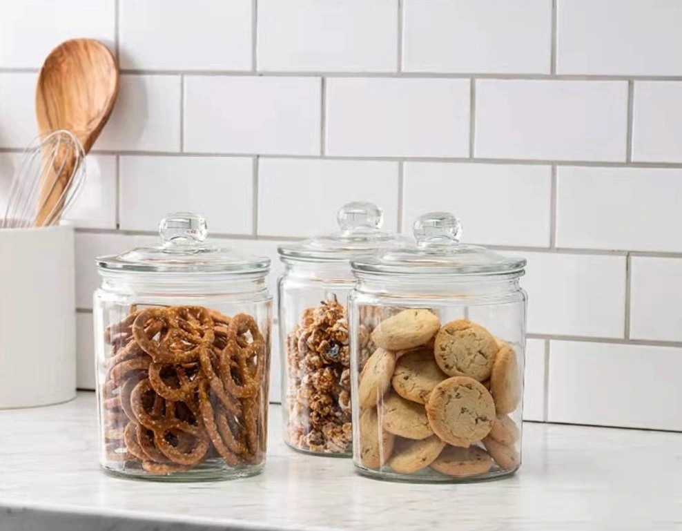 1L 2L 4L 6L Wholesale Glass Storage Biscuits Cookie Jar with Airtight Lids